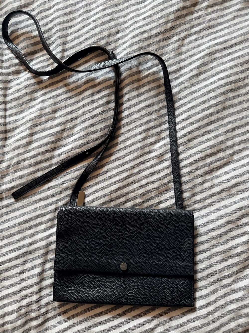 Shinola Women's Accordion Pebbled Black Leather Crossbody